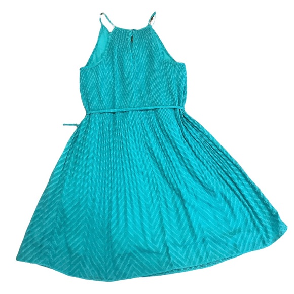 Elle Turquoise A-line Pleated Summer Dress Size XS - Picture 6 of 7